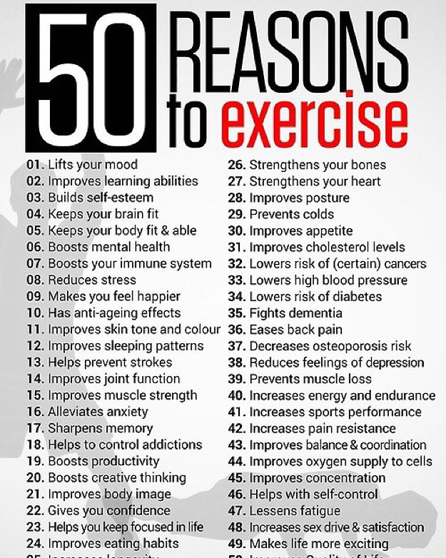 50 reasons for YOU to Exercise Fitness Family!