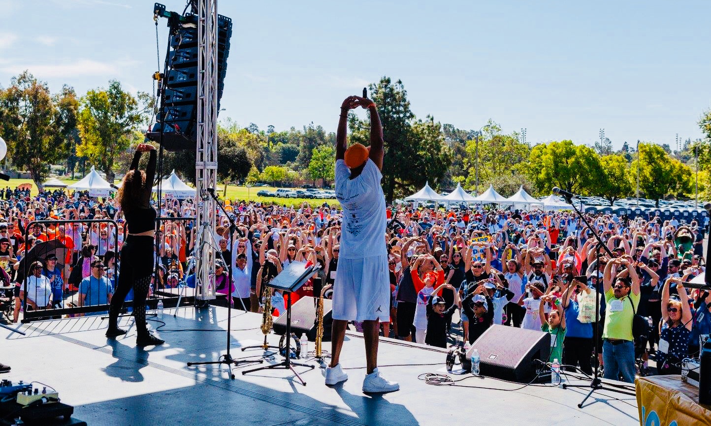 Stretching at The 2018 Walk MS at The Rose Bowl